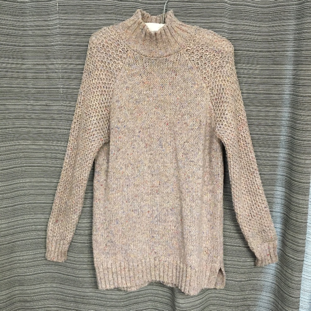 Prana Pink Tweed Hand Knit Long Sleeve Sweater Size Small